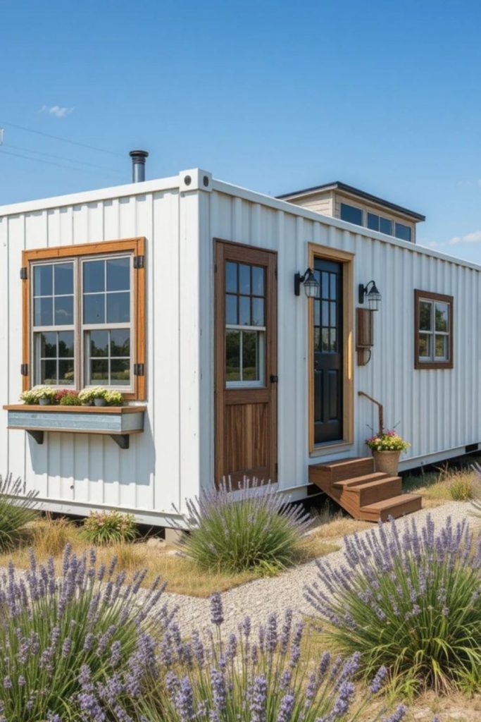 Shipping crate rustic micro house.