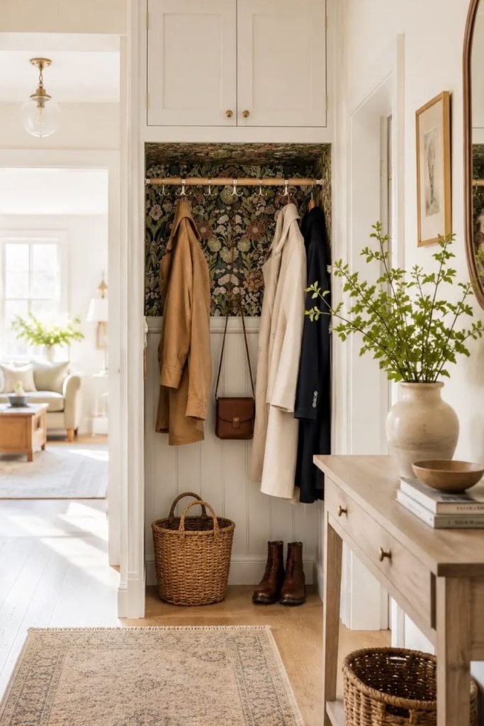 Small apartment mudroom storage solution