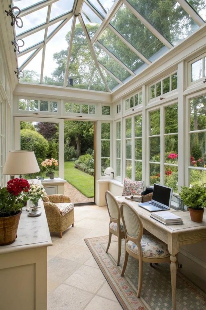 Small conservatory sanctuary with clever furnishings.