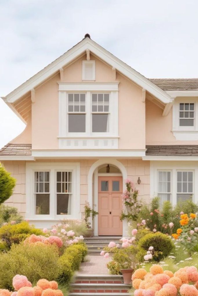 Soft peach exterior with cream white.