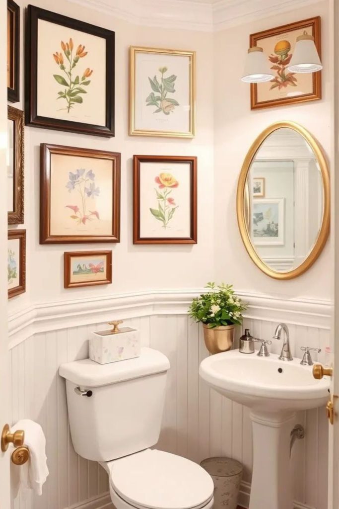 Soft romantic bathroom gallery artwork