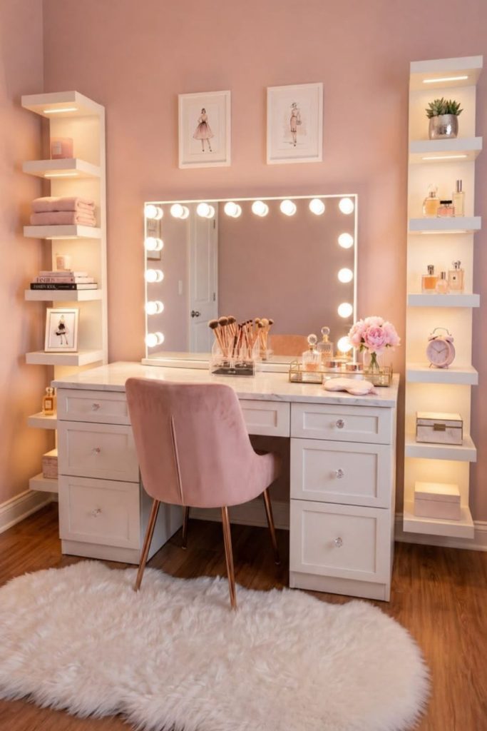 Sophisticated box room beauty room interior.