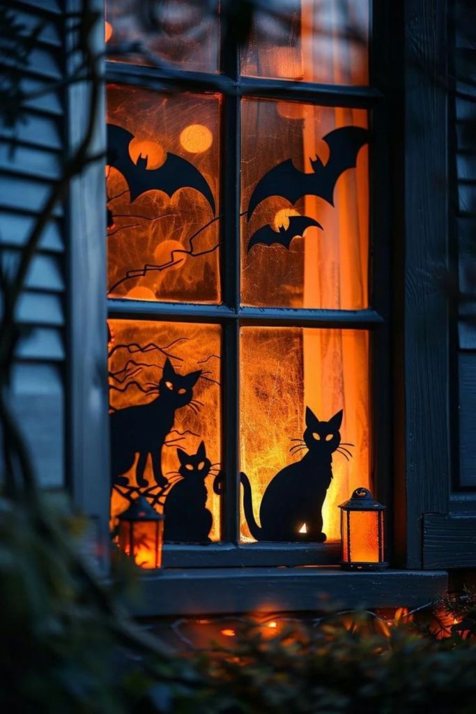 Spooky Halloween window silhouette decorations