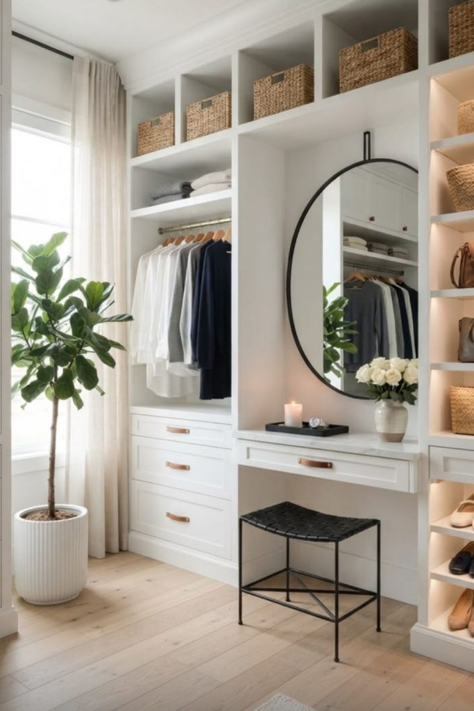 Stylish small box room dressing room.