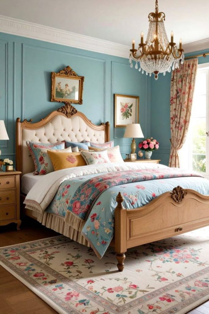 Chintz brass grandmillennial bedroom retreat.