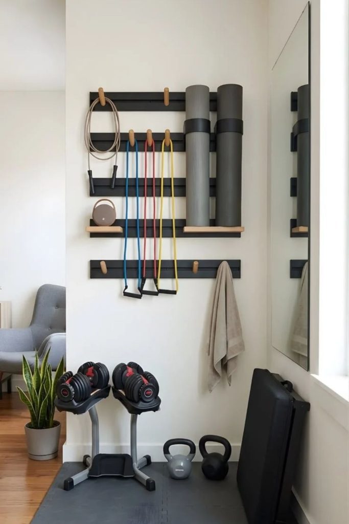 Teen friendly home workout corner.