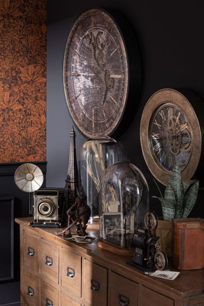 Antique clocks with autumn Halloween styling.