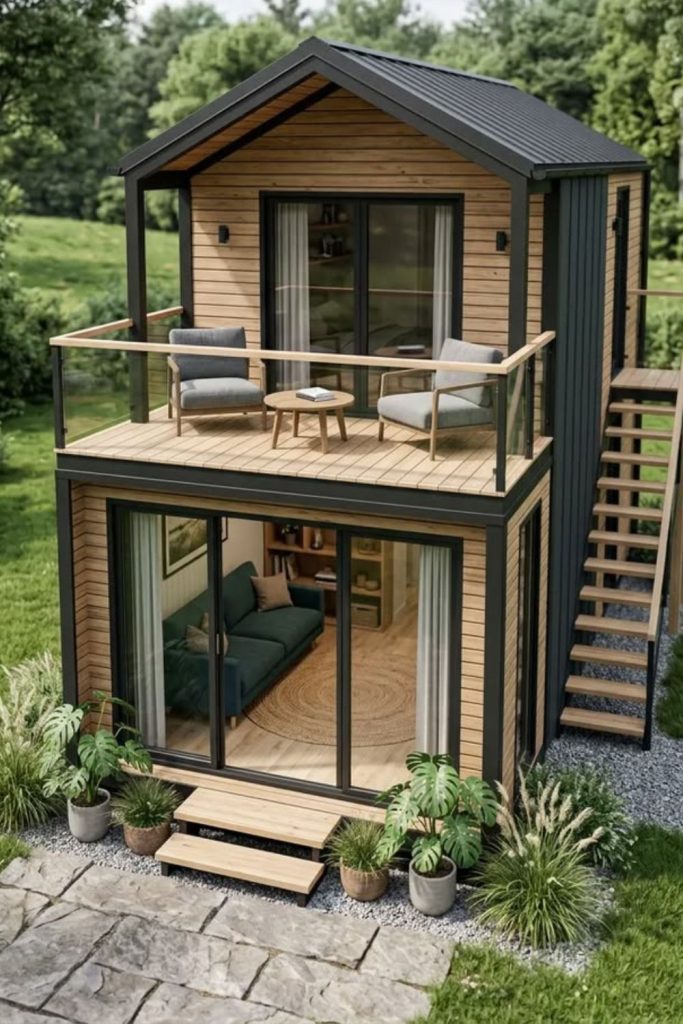 Tiny house with folding deck.