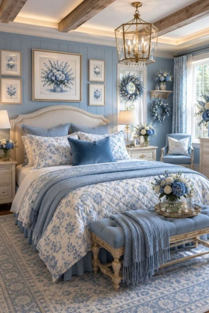 Toile tassel grandmillennial bedroom haven.