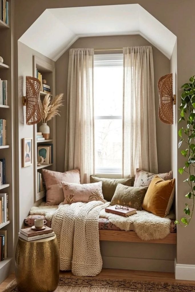 Ultimate layered cozy window corner.
