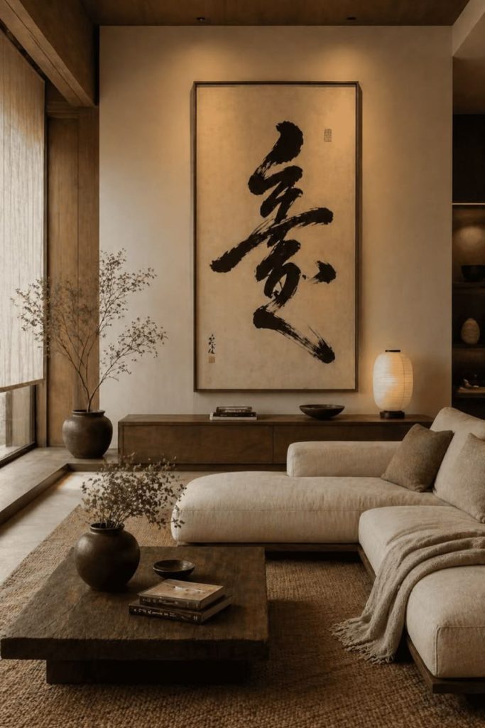 Ultimate serene Japandi living room.