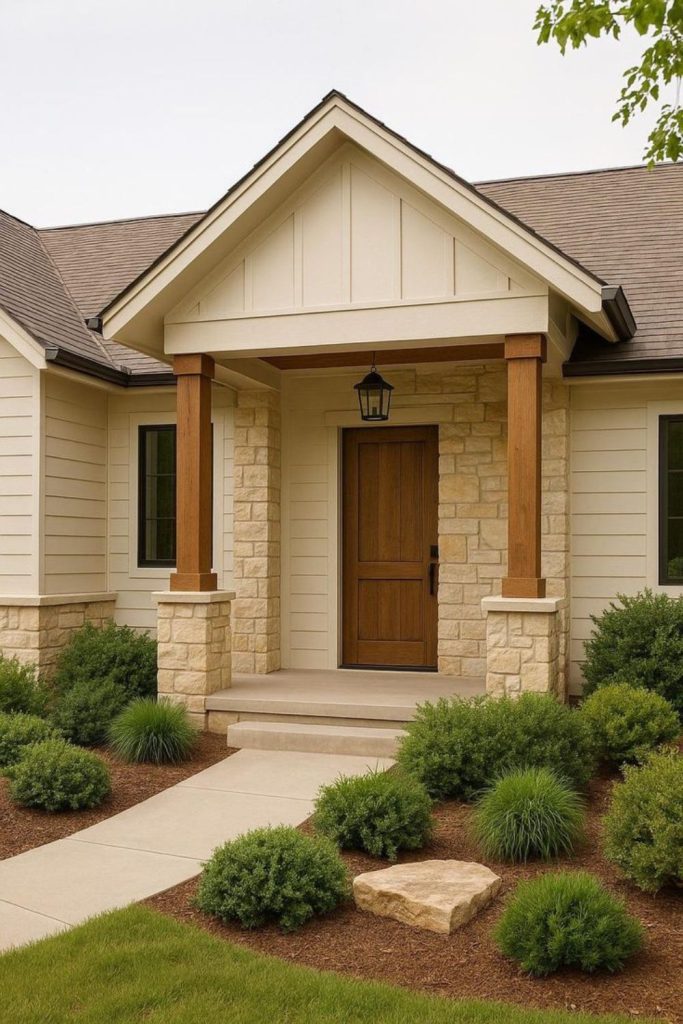 Warm taupe exterior with cream trim.