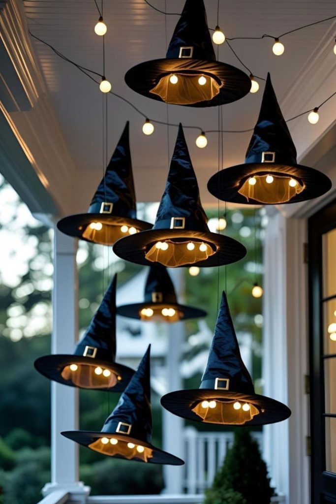Glowing witch hat Halloween luminaries