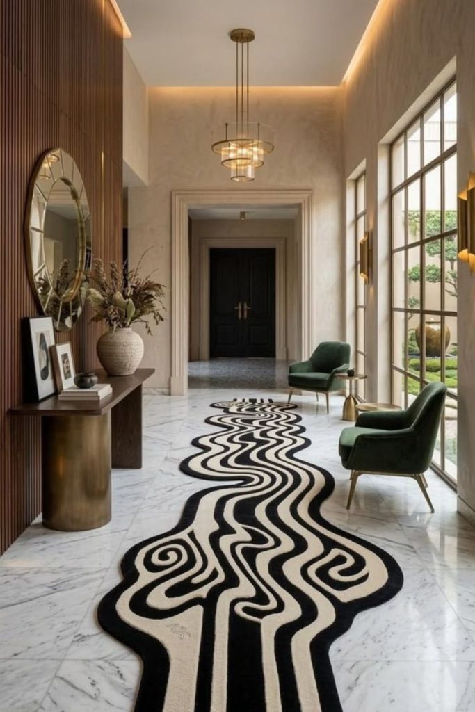 Glamorous Art Deco hallway runner.
