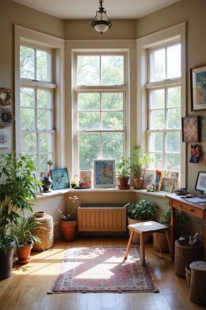 Artistic gallery-style bay window.