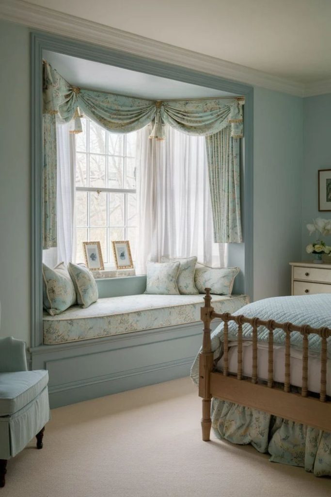 Dreamy bedroom bay window retreat.