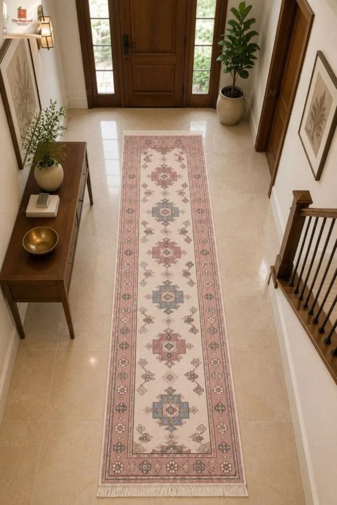 Blush pink vintage hallway runner.