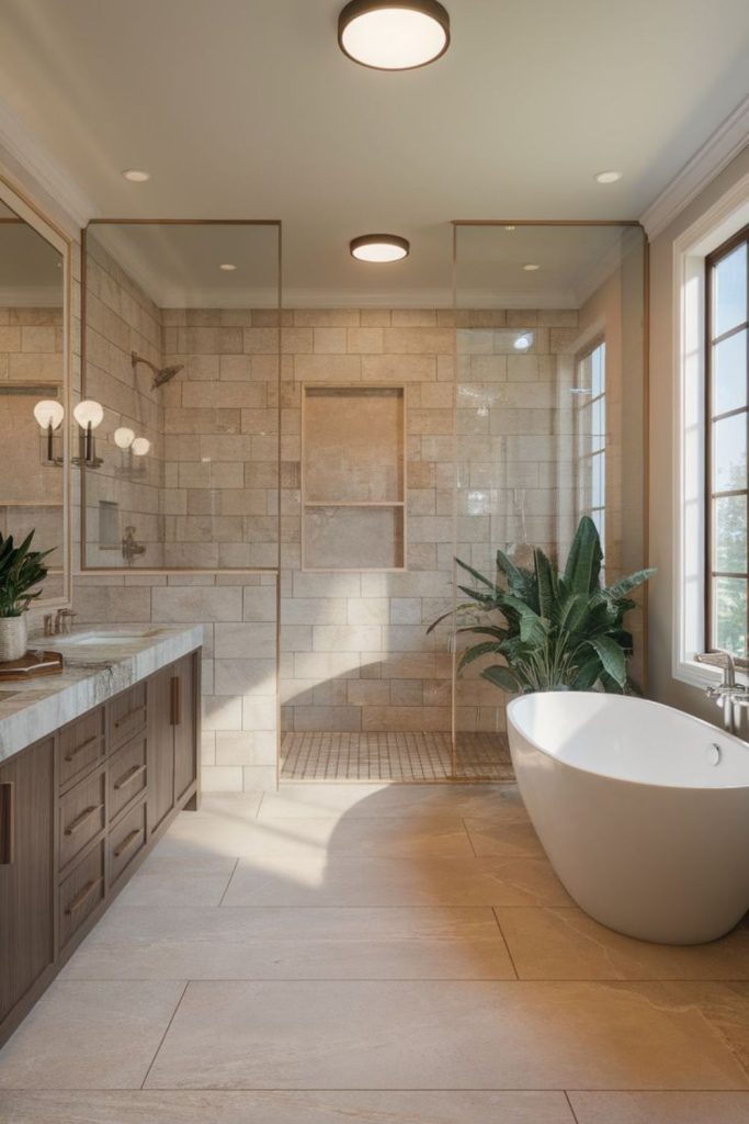 Luxurious boutique hotel ensuite bathroom.
