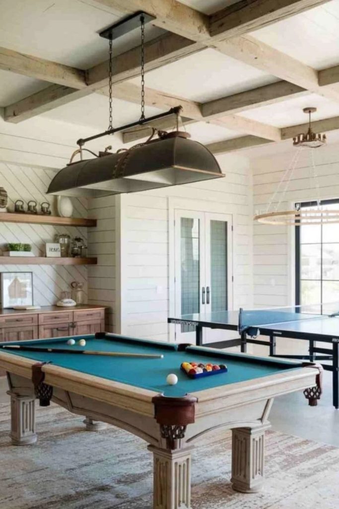 Bright coastal games room design