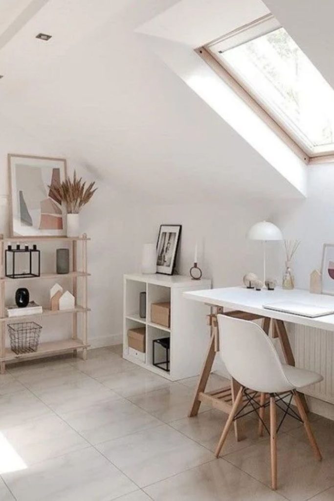 Bright white minimalist loft studio