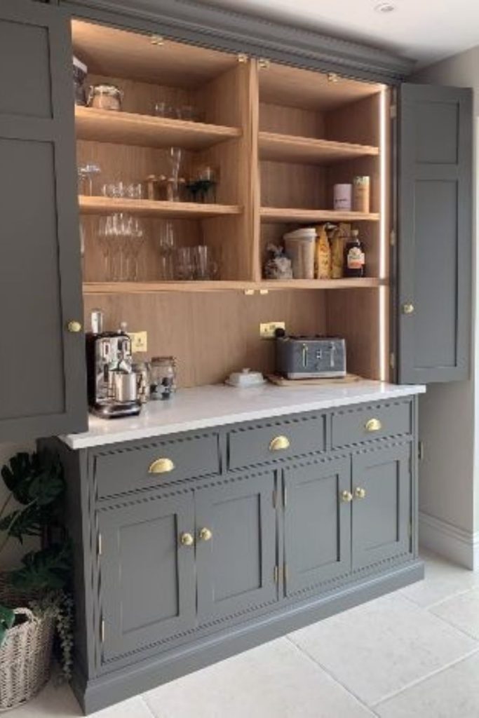 Built-in breakfast pantry with countertop.