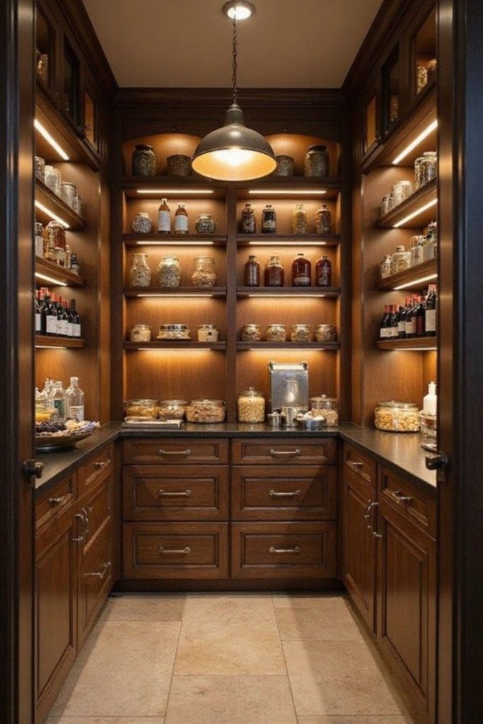 Chocolate brown butler pantry design