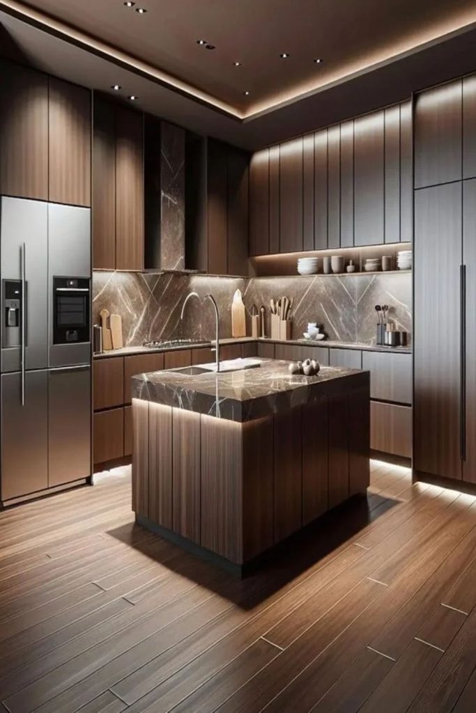 Contemporary chocolate brown kitchen retreat