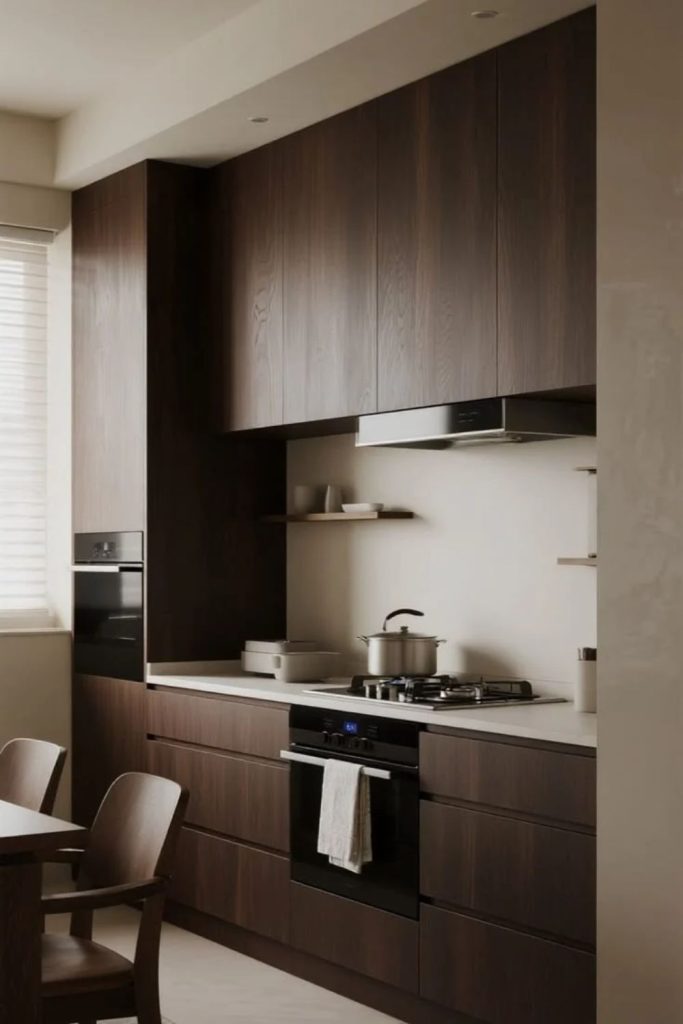 Chocolate brown kitchen dining nook