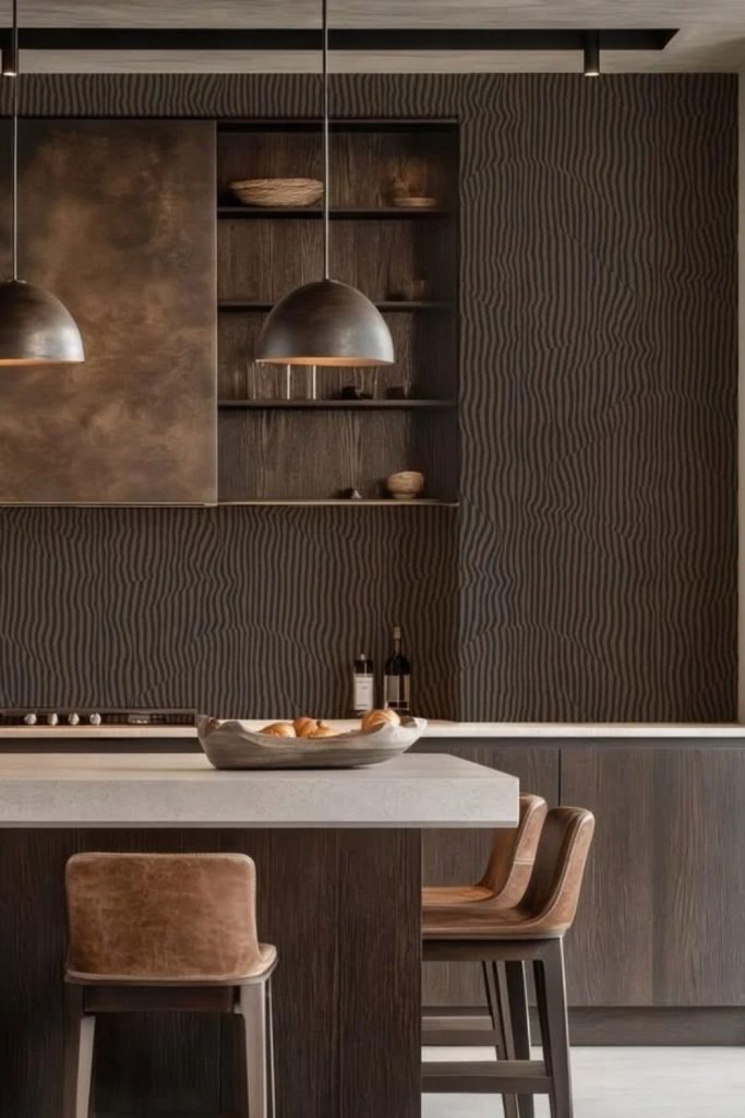 Luxe chocolate brown loft kitchen