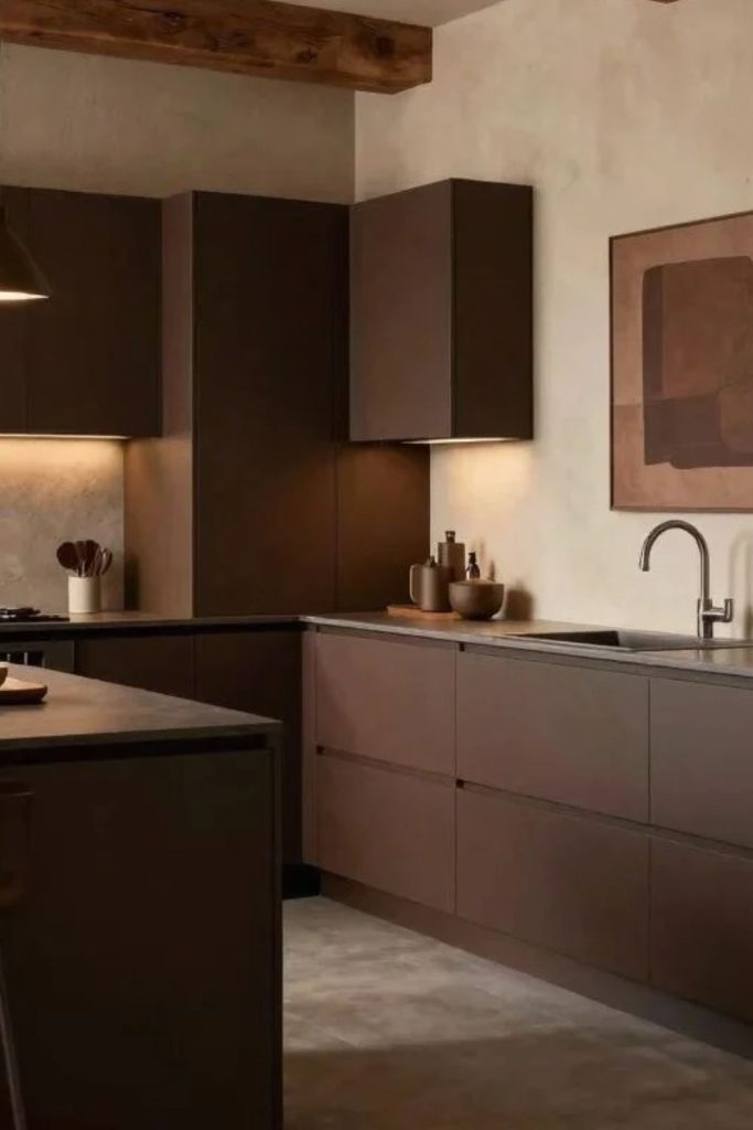 Scandinavian chocolate brown kitchen design