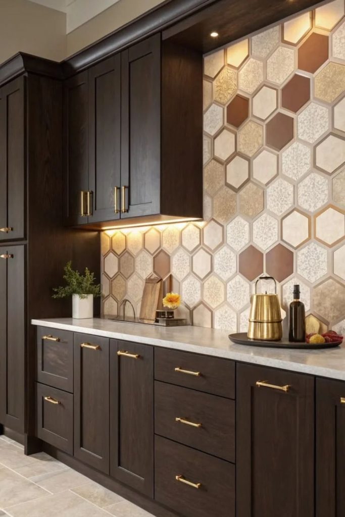 Vintage chocolate brown kitchen design