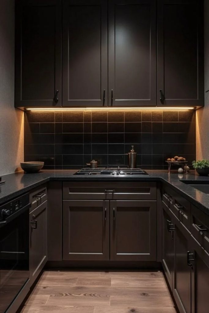 Dramatic chocolate and black kitchen