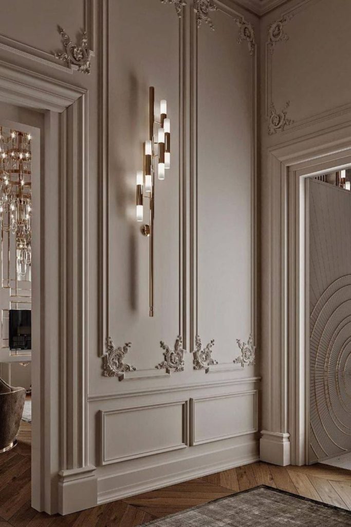Classic wainscoting wall panel design.