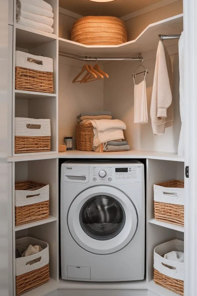 Clever corner utility room layout.