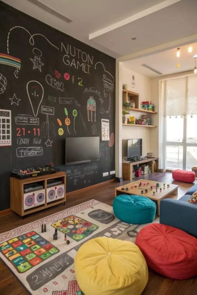 Colorful kids games room design