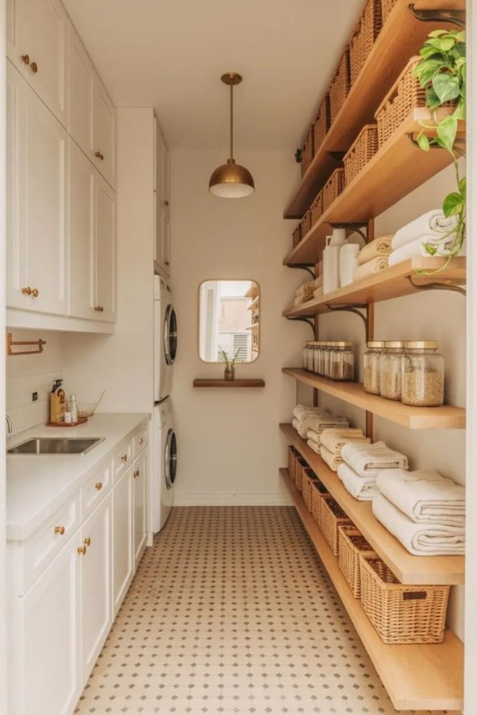 Compact galley utility room layout.