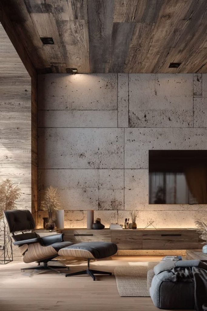 Industrial concrete effect wall panels.
