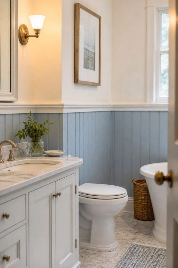 Cottage beadboard wainscoting wall design