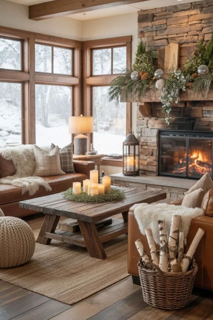 Cottagecore winter living room with florals.