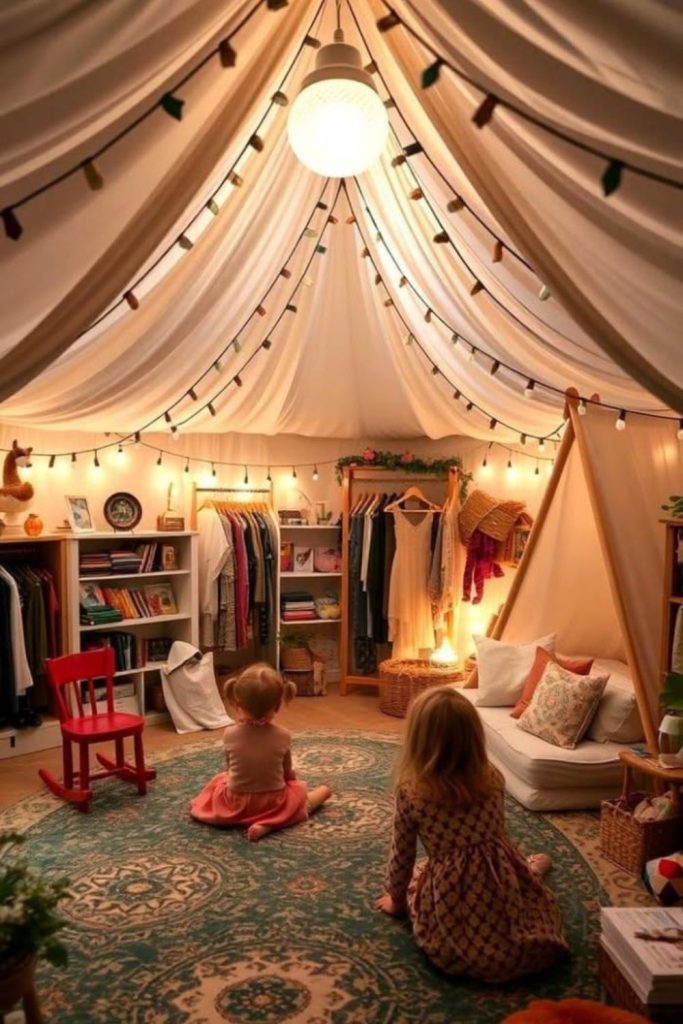 Cozy indoor camper playroom hideaway.