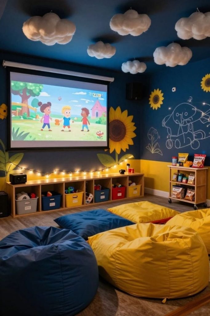 Cozy sensory-friendly kids playroom.