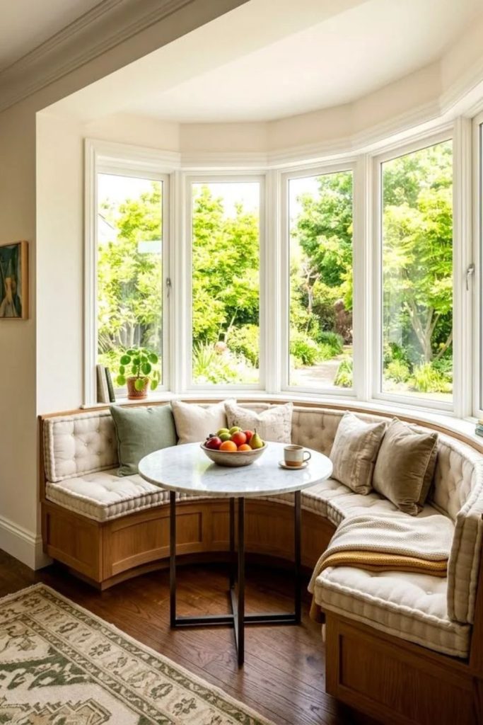 Curved bay window conversation nook.