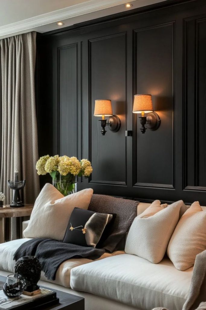 Dark moody decorative wall panels.