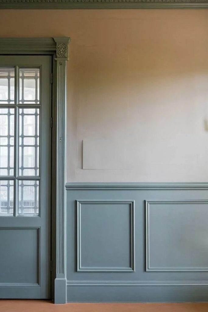 Dusty blue classic dado rail.
