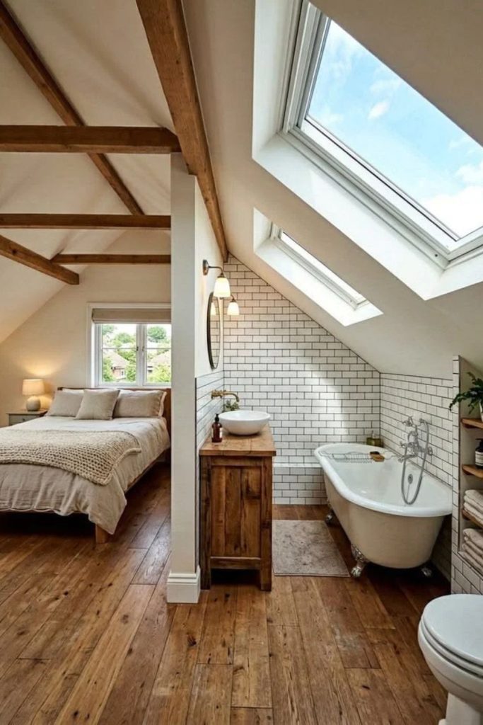 Elegant attic bedroom ensuite retreat