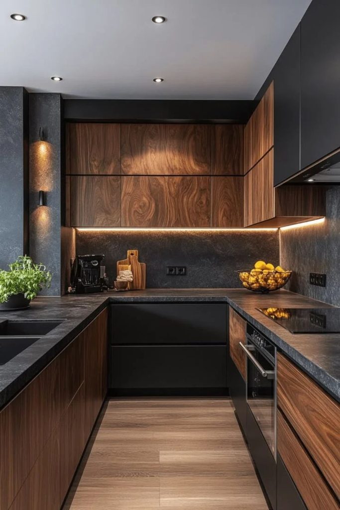 Espresso woodgrain kitchen with warmth