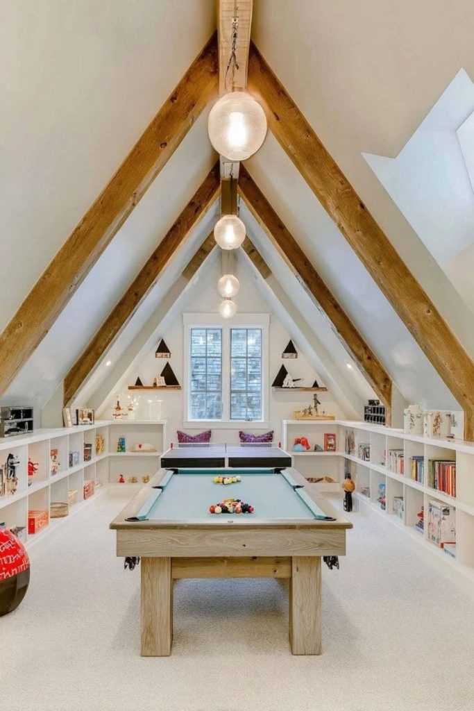 Family-friendly attic playroom design