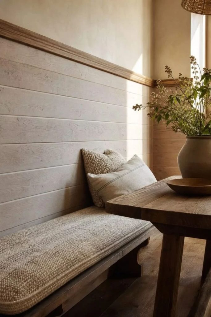 Farmhouse shiplap wainscoting wall design