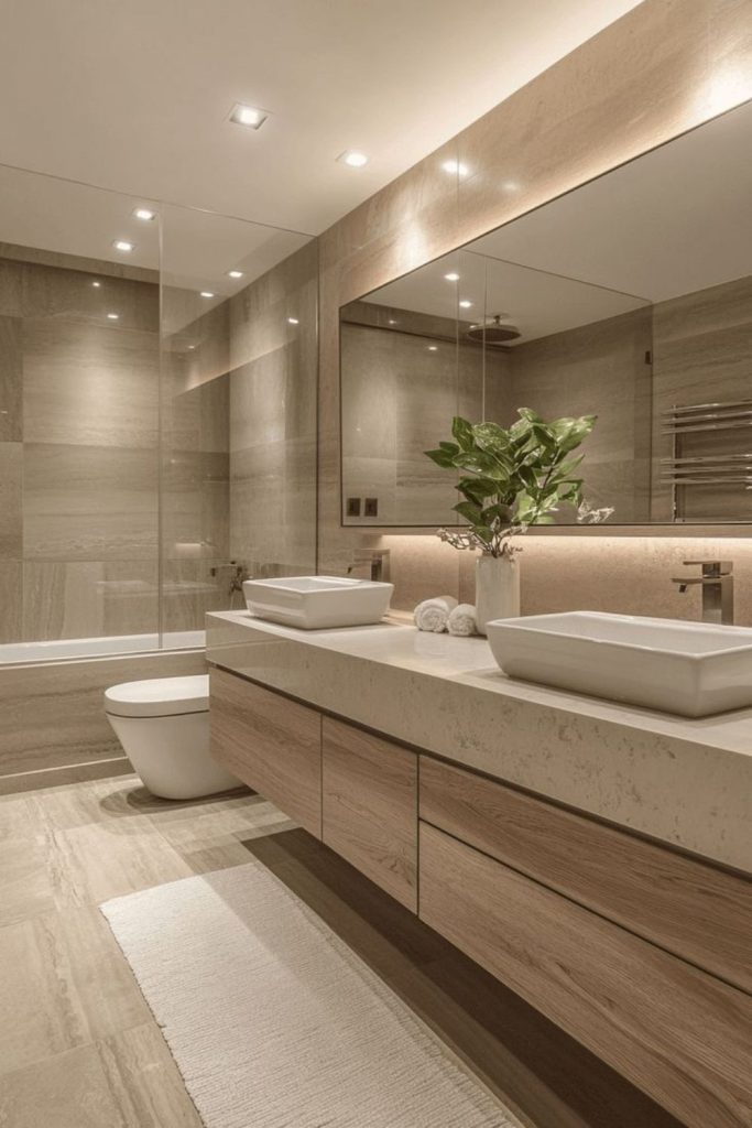 Modern floating vanity ensuite bathroom.