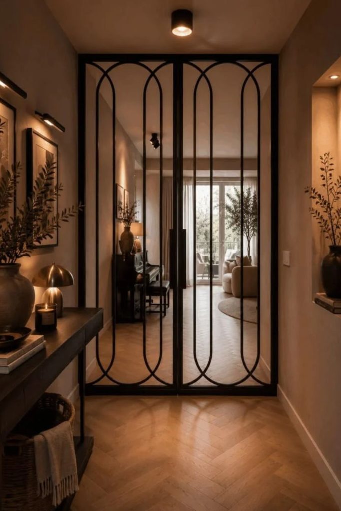Floor-to-ceiling Crittall glass portal